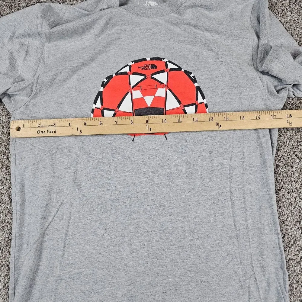 North Face Shirt Mens Small Gray Geometric Camping Tent Graphic Casual Outdoor